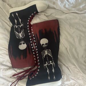 Skeleton Print Knee-High Sneakers